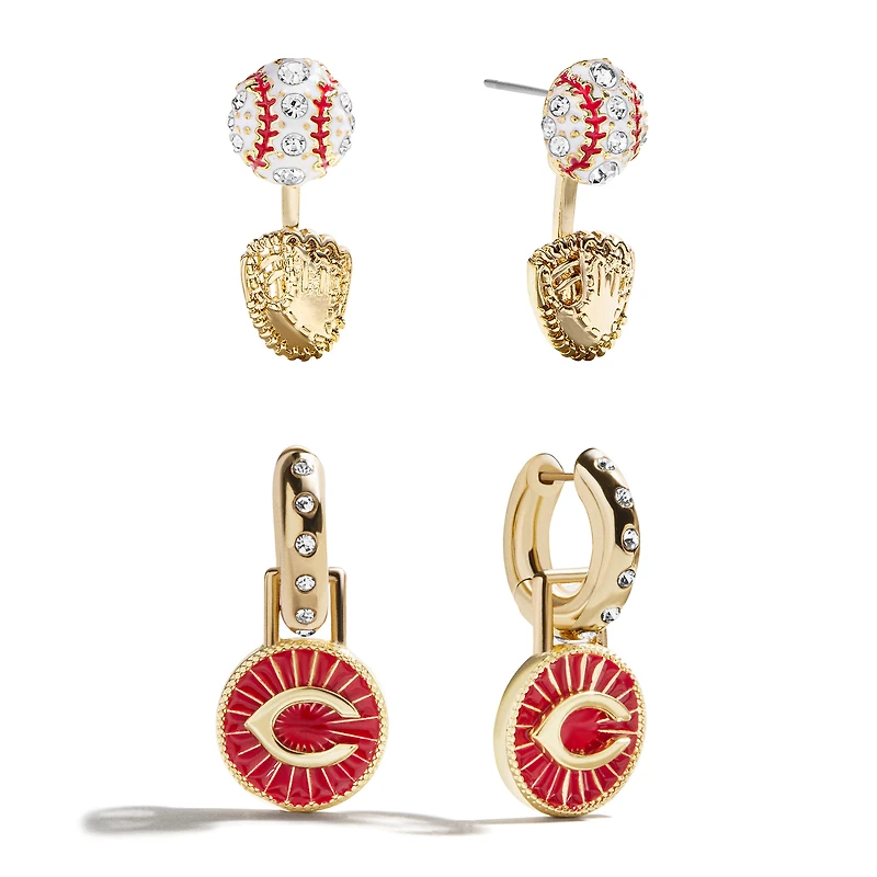 Ensemble de boucles d'oreilles créoles BaubleBar Cincinnati Reds