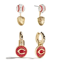 Ensemble de boucles d'oreilles créoles BaubleBar Cincinnati Reds