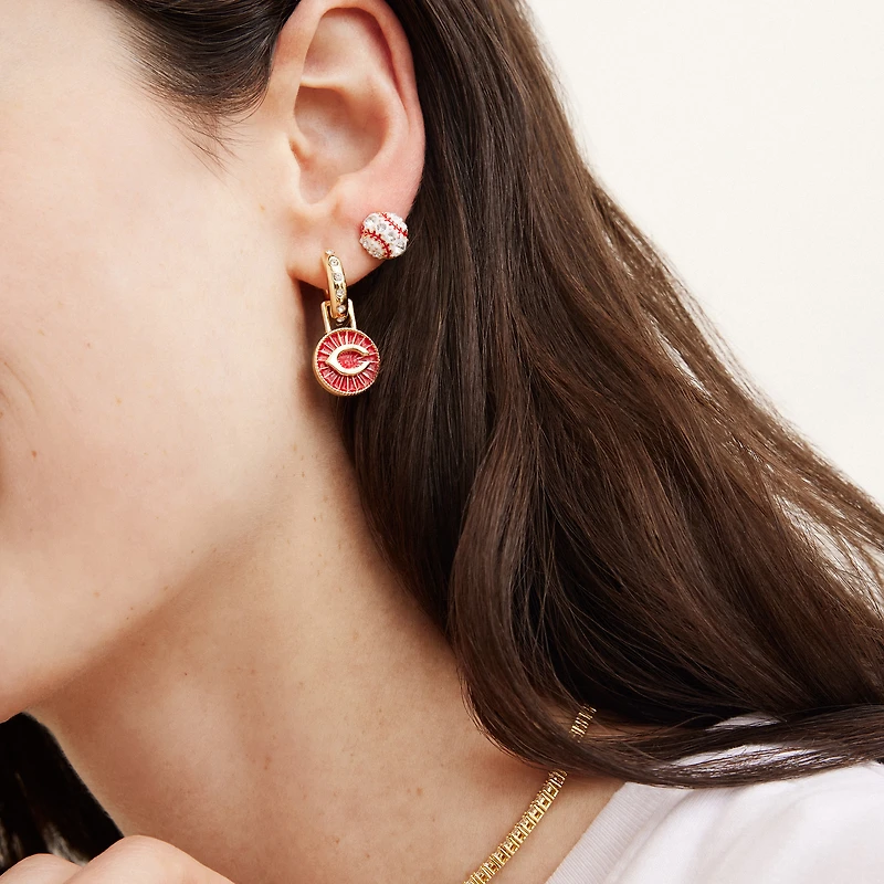 Ensemble de boucles d'oreilles créoles BaubleBar Cincinnati Reds