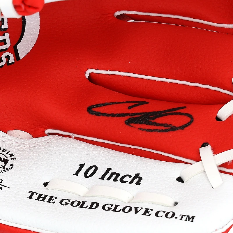 Gant Rawlings de collection de 10 pouces avec logo de l'équipe, autographié par Chase Burns des Reds de Cincinnati