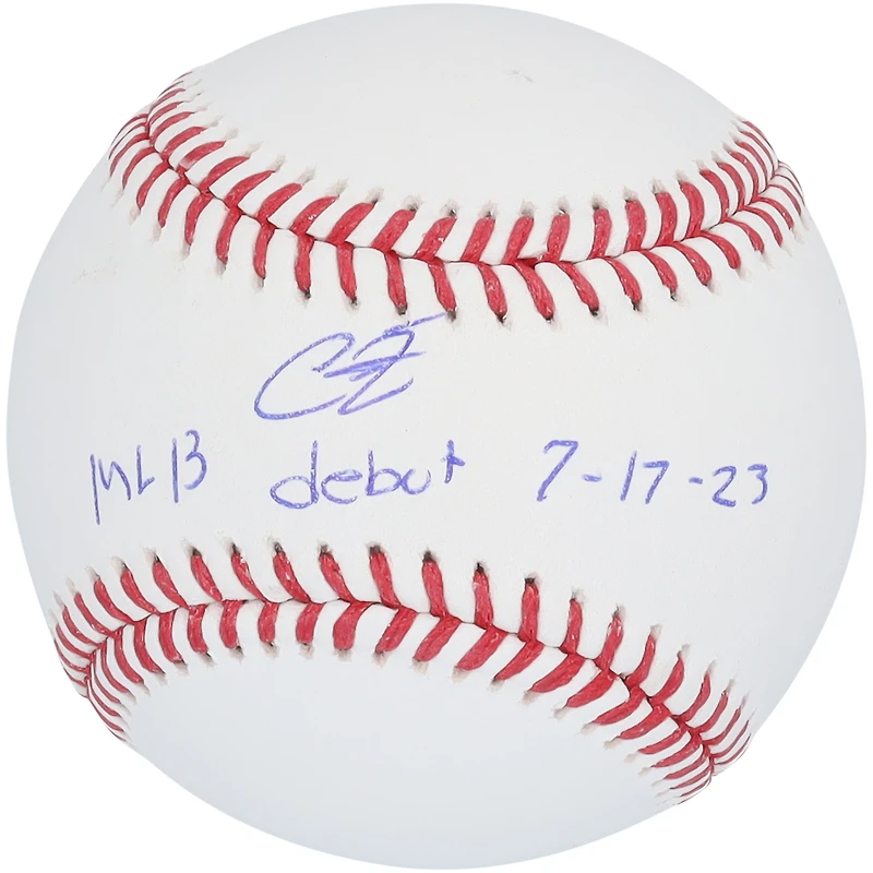 Ballon de baseball autographié par Christian Encarnacion-Strand des Reds de Cincinnati avec l'inscription « MLB Debut 7/17/23 »