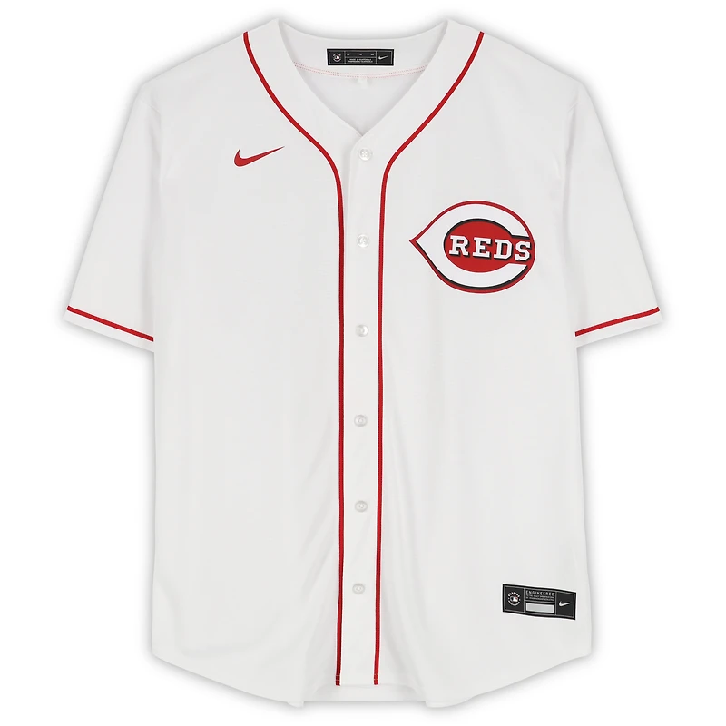 Maillot Nike blanc dédicacé par Christian Encarnacion-Strand des Reds de Cincinnati avec inscription « MLB Debut 7-17-23 »