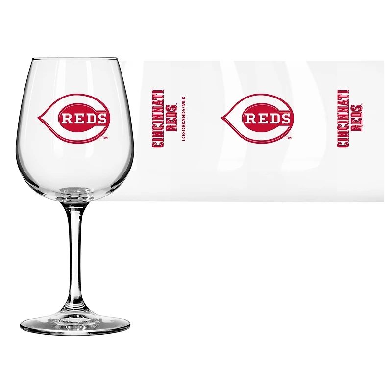 Verre à vin à pied avec logo des Reds de Cincinnati, 12 oz