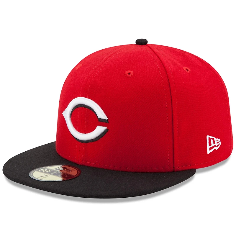 Cincinnati Reds New Era Road Authentic Collection On-Field Logo 59FIFTY - Casquette ajustée Rouge/Noir