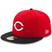 Cincinnati Reds New Era Road Authentic Collection On-Field Logo 59FIFTY - Casquette ajustée Rouge/Noir