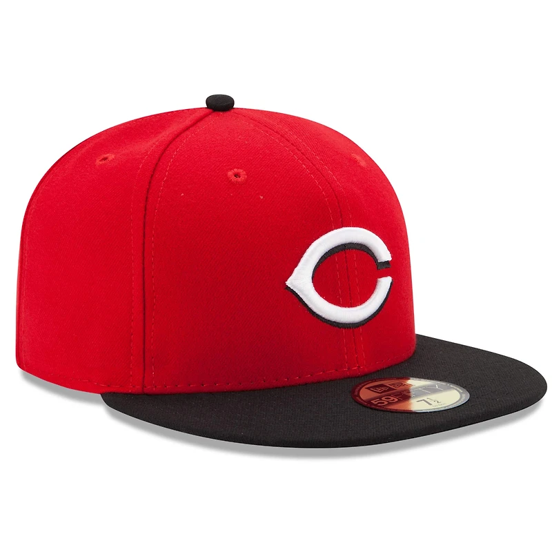 Cincinnati Reds New Era Road Authentic Collection On-Field Logo 59FIFTY - Casquette ajustée Rouge/Noir