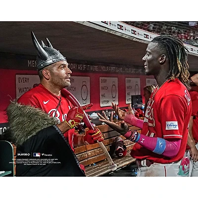 Photographie non signée de Joey Votto par Elly La Cruz des Reds Cincinnati