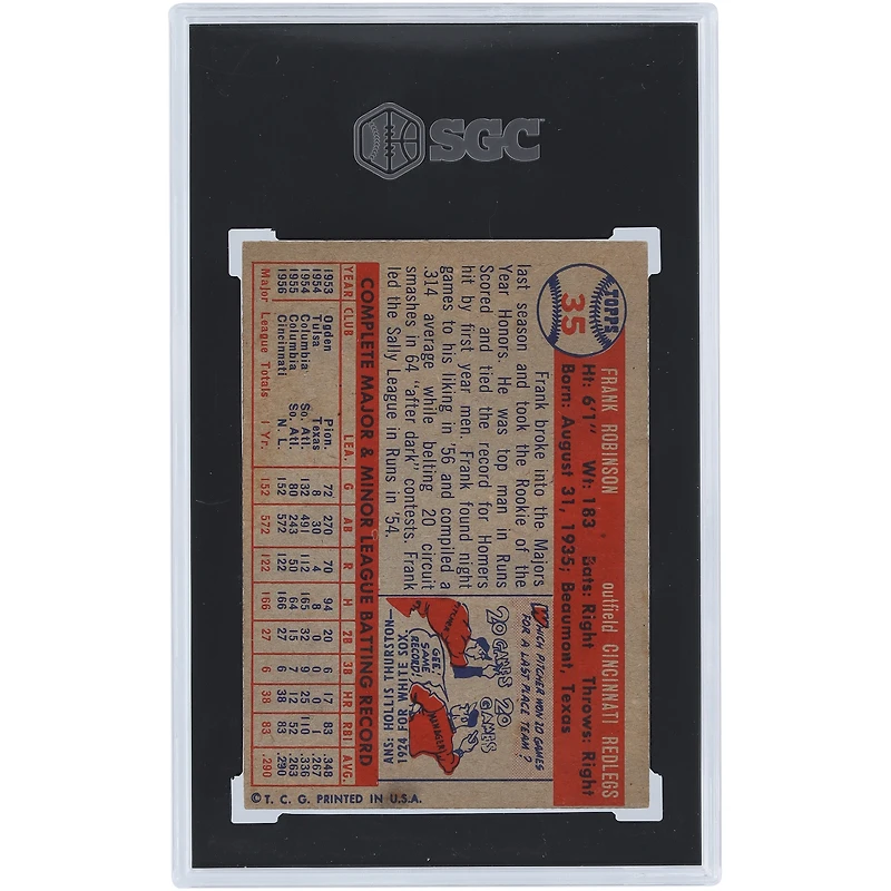 Carte de recrue authentifiée 4.5 de Frank Robinson Cincinnati Reds 1957 Topps #35 SGC