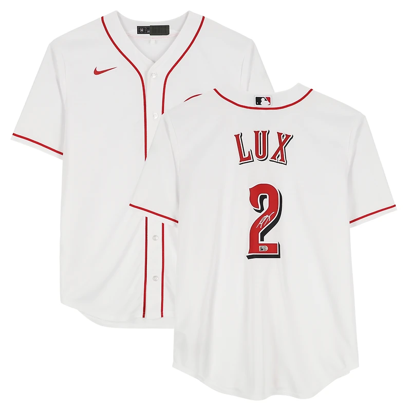 Maillot Nike blanc dédicacé par Gavin Lux des Reds de Cincinnati