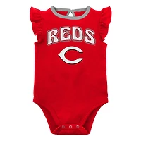 Girls Newborn & Infant Red/Heather Gray Cincinnati Reds Little Fan Two-Pack Bodysuit Set