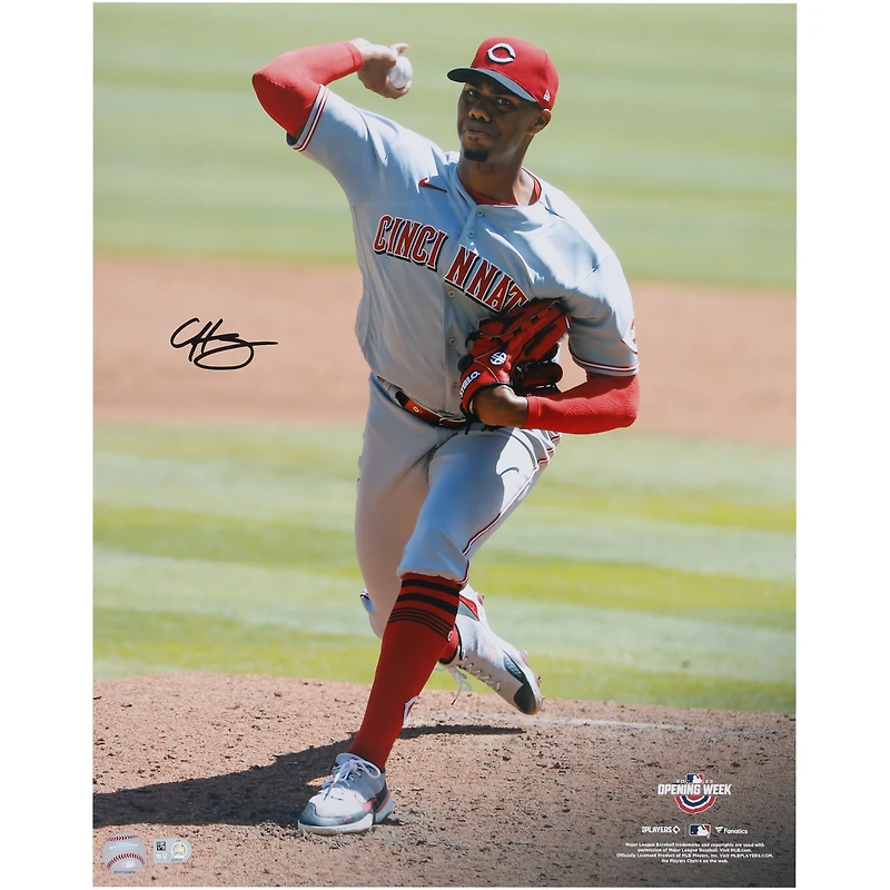 Photo de lanceur autographiée de Hunter Greene (Reds de Cincinnati) - 40,6 x 50,8 cm