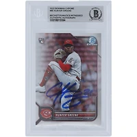 Carte de recrue authentifiée signée Hunter Greene Cincinnati Reds 2022 Bowman Chrome #95 Beckett Fanatics