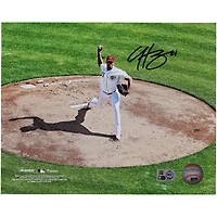 Photographie autographiée de 8" x 10" de Hunter Greene, jour d'ouverture du premier lancer des Reds de Cincinnati 2023