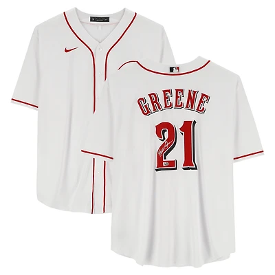 Maillot réplique Nike autographié de Hunter Greene, blanc, des Reds de Cincinnati