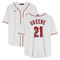 Maillot réplique Nike autographié de Hunter Greene, blanc, des Reds de Cincinnati