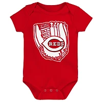 Lot de trois bodys pour bébés gris chiné/rouge/blanc Cincinnati Reds Minor League Player