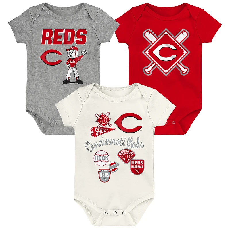 Ensemble de body 3 pièces pour bébé Outerstuff Cincinnati Reds Home Plate