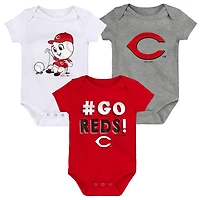 Ensemble de 3 bodys Cincinnati Reds Born To Win pour bébé, rouge/blanc/gris