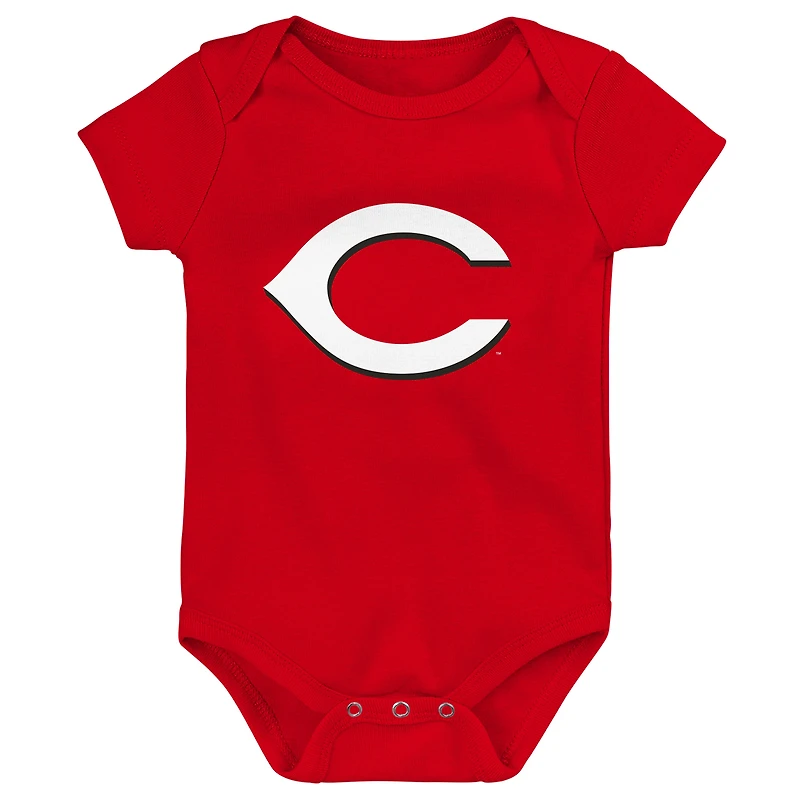 Lot de 3 bodys rouge/blanc/gris chiné Cincinnati Reds Biggest Little Fan pour bébé