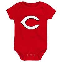 Lot de 3 bodys rouge/blanc/gris chiné Cincinnati Reds Biggest Little Fan pour bébé