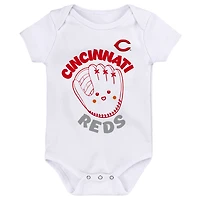 Infant Red/White/Heathered Gray Cincinnati Reds 3-Pack Change Up Bodysuit Set