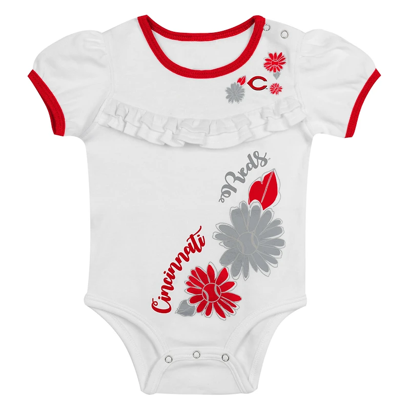 Infant  White Cincinnati Reds Sweet Catcher 3-Piece Headband Skirt Set