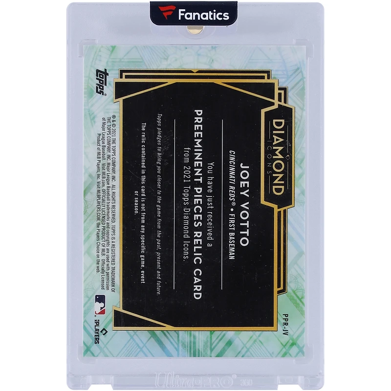 Carte de crampons Topps Diamond Icons 2021 des Reds de Cincinnati, utilisée en jeu, #PPR-JV #3/10