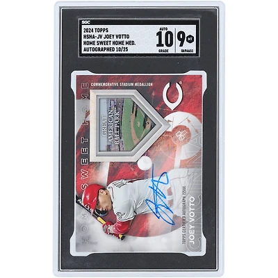 Carte relique autographiée 2024 Topps Home Sweet Home Medallion #HSHA-JV #10/25 SGC authentifiée 9/10 de Joey Votto Cincinnati Reds