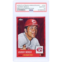 Johnny Bench Cincinnati Reds 2022 Topps Platinum Anniversary Red Lava Refractor #161 #4/5 PSA Authenticated 10 Card