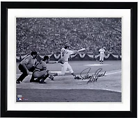 Johnny Bench Cincinnati Reds Autographed 16" x 20" Black & White Hitting Photograph with "HOF 89" Inscription