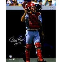 Johnny Bench Cincinnati Reds Autographed 16" x 20" In Catchers Gear Photograph with "HOF 89" Inscription