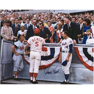 Photographie autographiée de Johnny Bench des Reds de Cincinnati 16" x 20" avec Richard Nixon Earl Weaver et Gil Hodges