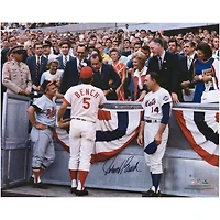 Johnny Bench Cincinnati Reds Autographed 16" x 20" Photograph with Richard Nixon Earl Weaver and Gil Hodges