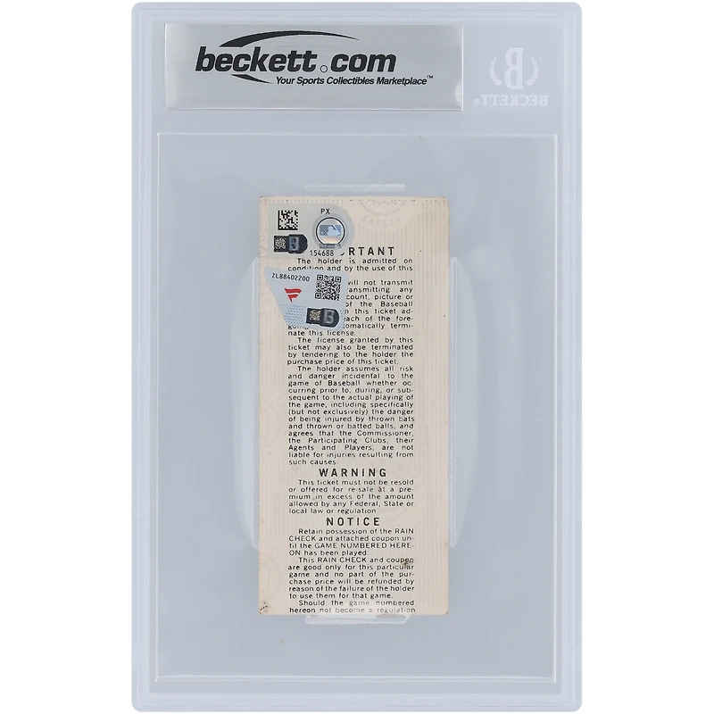 Billet autographié par Johnny Bench des Cincinnati Reds pour le match 3 des World Series 1976, dont les fans de Beckett ont été témoins. Billet authentifié du 19 octobre 1976