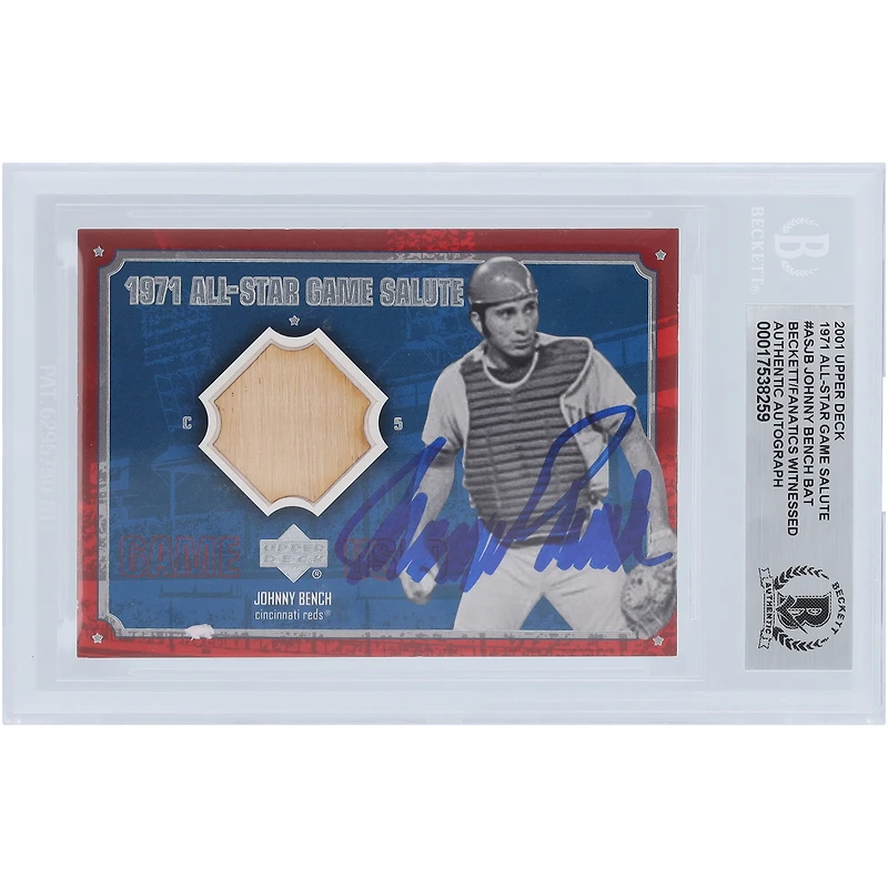 Johnny Bench Cincinnati Reds Autographed 2001 Upper Deck '71 All-Star Game Salute Bat Relic #ASJB Beckett Fanatics Witnessed Authenticated Card