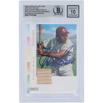 Johnny Bench Cincinnati Reds Autographed 2003 Topps Gallery Artifacts Bat Relic #AR-JBE Beckett Fanatics Witnessed Authenticated 10 Card 