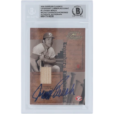 Johnny Bench Cincinnati Reds Autographed 2004 Donruss Classics Legendary Lumberjacks Bat Relic #LL-JB #/100 Beckett Fanatics Witnessed Authenticated Card 