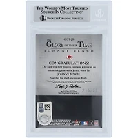 Johnny Bench Cincinnati Reds Autographed 2004 Fleer Greats Of The Game Glory Of Their Time Jersey Relic #GOT-JB #/250 Beckett Fanatics Witnessed Authenticated Card