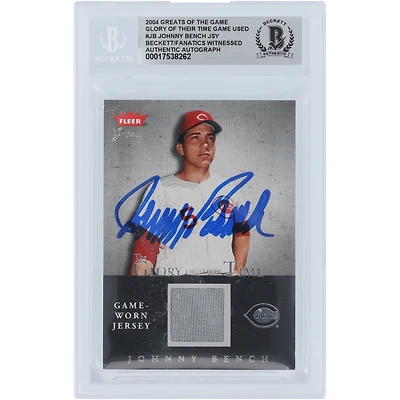 Johnny Bench Cincinnati Reds Autographed 2004 Fleer Greats Of The Game Glory Of Their Time Jersey Relic #GOT-JB #/250 Beckett Fanatics Witnessed Authenticated Card