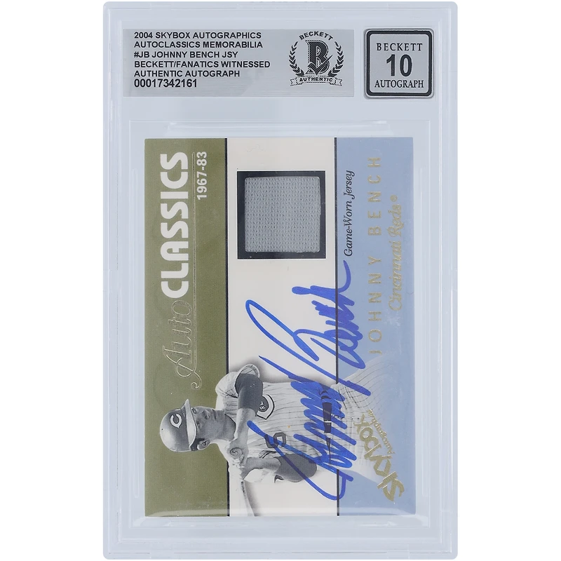 Johnny Bench Cincinnati Reds Autographed 2004 Fleer Skybox Autographics AutoClassics Jersey Relic #AM-JB #/350 Beckett Fanatics Witnessed Authenticated 10 Card 