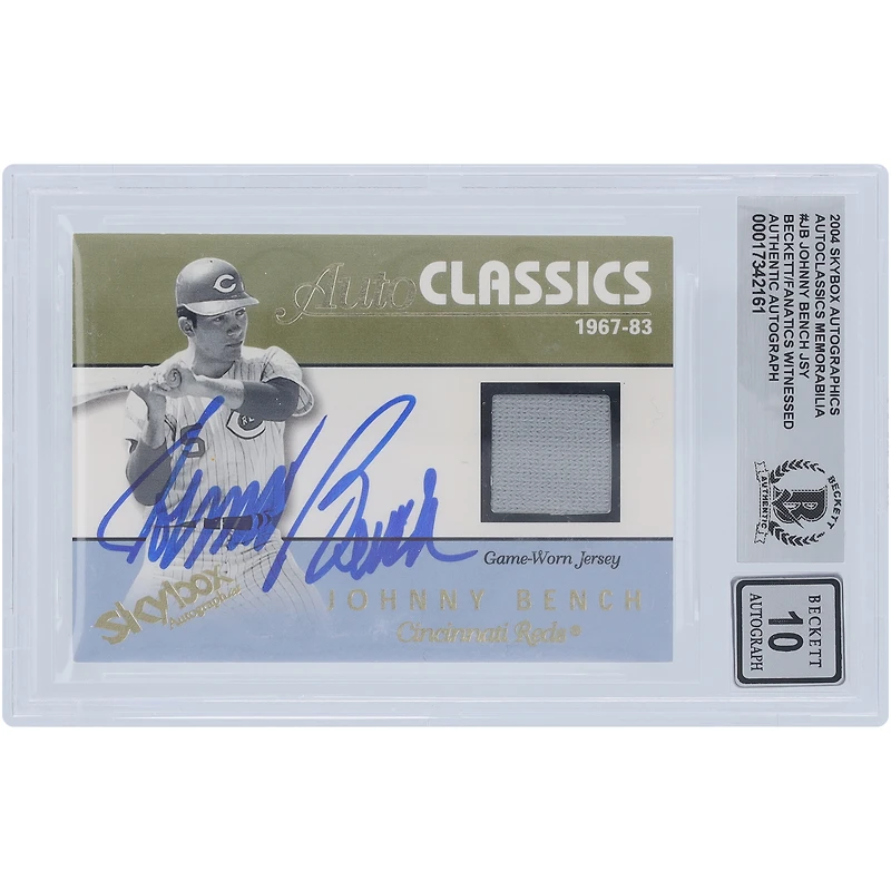 Johnny Bench Cincinnati Reds Autographed 2004 Fleer Skybox Autographics AutoClassics Jersey Relic #AM-JB #/350 Beckett Fanatics Witnessed Authenticated 10 Card 