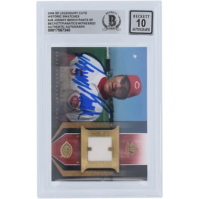 Johnny Bench Cincinnati Reds Autographed 2004 Upper Deck SP Legendary Cuts Historic Swatches Jersey Relic #HS-JB Beckett Fanatics Witnessed Authenticated 10 Card