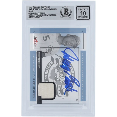 V106832 REDS Johnny Bench Cincinnati Reds Autographié 2005 Fleer Classic Clippings Cut Of History Jersey Relic #CH-JB Beckett Fanatics Witnessed Authenticated 10 Card Johnny Bench AUT FEE TRADING CARDS 45666 AUTTRC CA01B00103