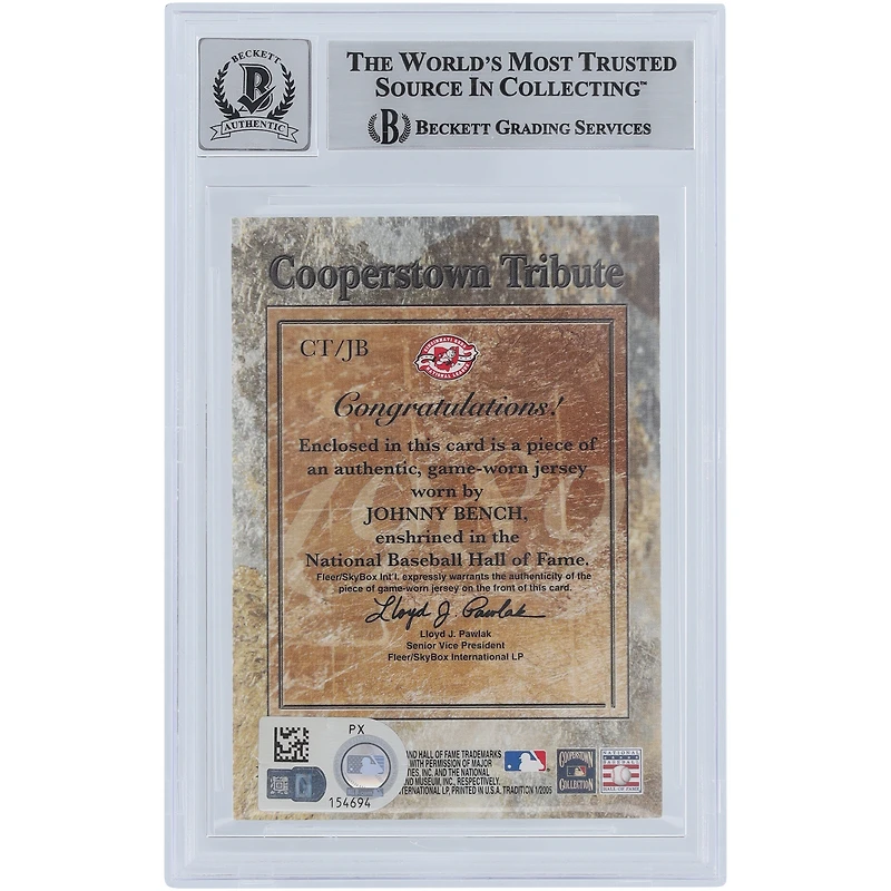 V106832 REDS Johnny Bench Cincinnati Reds Autographié 2005 Fleer Tradition Cooperstown Tribute Jersey Relic #CT-JB Beckett Fanatics Witnessed Authentifié 10 Cartes Johnny Bench AUT FEE TRADING CARDS 45666 AUTTRC CA01B00104 #1