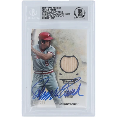 Johnny Bench Cincinnati Reds Autographed 2017 Topps Tier One Legends Bat Relic #T1RL-JB #/200 Beckett Fanatics Witnessed Authenticated Card 