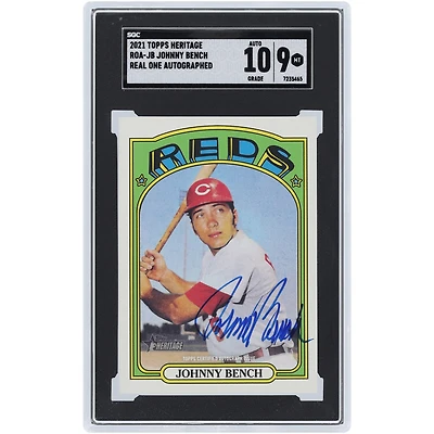 Johnny Bench Cincinnati Reds Autographed 2021 Topps Heritage Real One #ROA-JB SGC Authenticated 9/10 Card