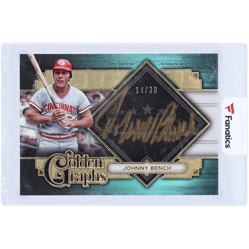 Johnny Bench Cincinnati Reds Autographed 2022 Topps Five Star Golden Graphs #GG-JB #14/30 Card