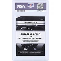 Carte autographiée de Johnny Bench (Reds de Cincinnati) 2025 Topps Chrome Black Gold Mini Diamond Refractor #CBA-JB #41/50, authentifiée par PSA 9.