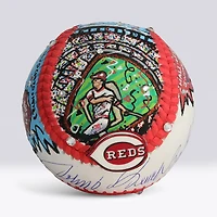 Balle de baseball autographiée par Johnny Bench des Reds de Cincinnati avec inscription « Big Red Machine » - Illustration de Charles Fazzino - NF70445464