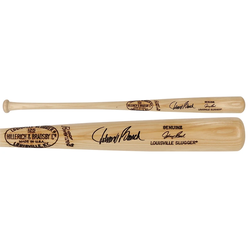 Batte de baseball Louisville Slugger Blonde autographiée par Johnny Bench des Cincinnati Reds